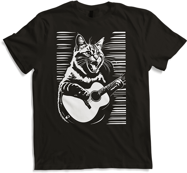 Produktbild von T-Shirt Schreiende Katze Musiker spielt akustische Gitarre