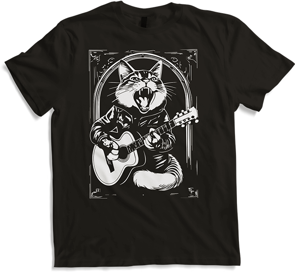 Produktbild von T-Shirt Schreiende Katze Musiker spielt akustische Gitarre