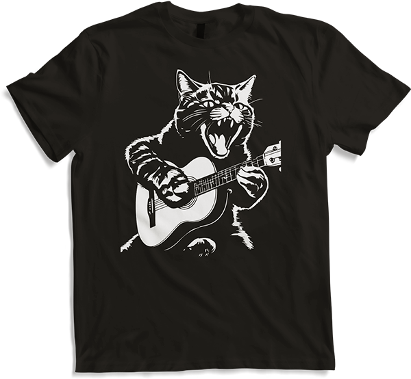 Produktbild von T-Shirt Schreiende Katze Musiker spielt akustische Gitarre