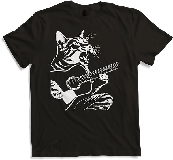 Produktbild von T-Shirt Schreiende Katze Musiker spielt akustische Gitarre