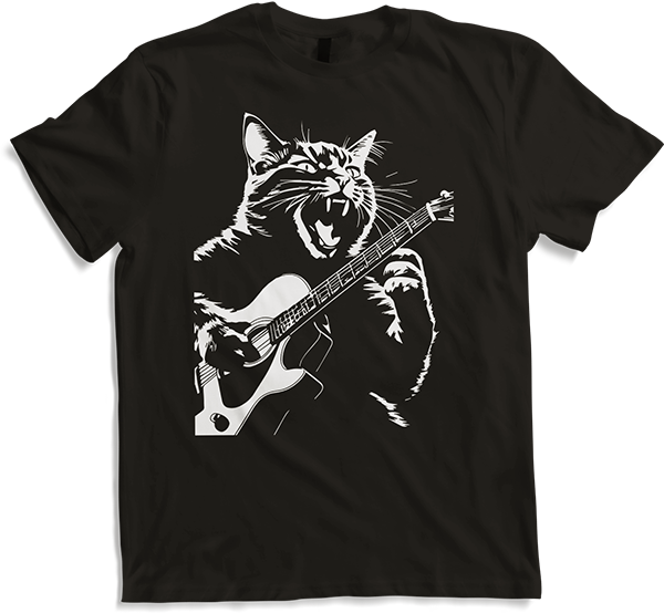 Produktbild von T-Shirt Schreiende Katze Musiker spielt akustische Gitarre