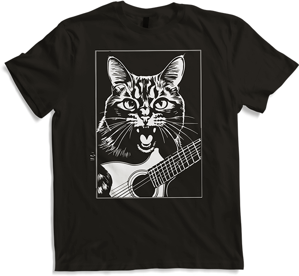 Produktbild von T-Shirt Schreiende Katze Musiker spielt akustische Gitarre