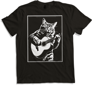 Produktbild von T-Shirt Schreiende Katze Musiker spielt akustische Gitarre