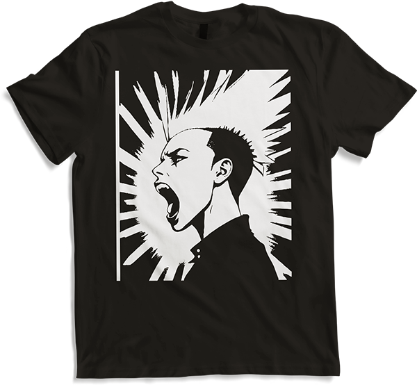 Produktbild von T-Shirt Schreiender Punkrocker mit mohican Anarchy Punk