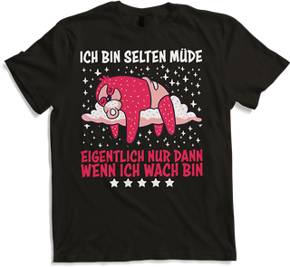 Produktbild von T-Shirt Selten Müde Schlafen Baby Faultier Sprüche Sarkastisches