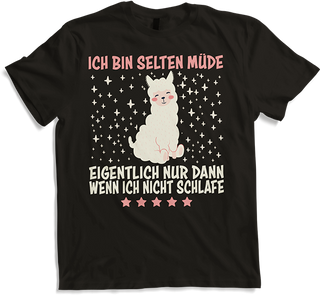 Produktbild von T-Shirt Selten Müde Schlafen Lustige Alpaka Sprüche Sarkastisches