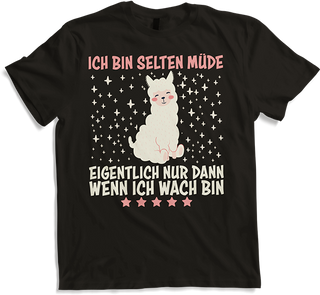 Produktbild von T-Shirt Selten Müde Schlafen Lustige Alpaka Sprüche Sarkastisches