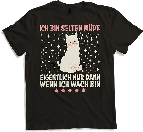 Produktbild von T-Shirt Selten Müde Schlafen Lustige Alpaka Sprüche Sarkastisches