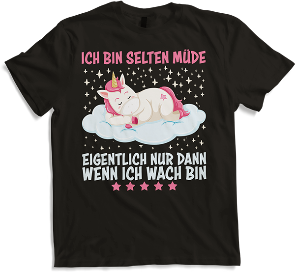 Produktbild von T-Shirt Selten Müde Schlafen Lustige Einhorn Sprüche Sarkastisches