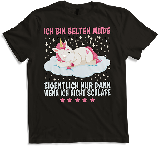 Produktbild von T-Shirt Selten Müde Schlafen Lustige Einhorn Sprüche Sarkastisches