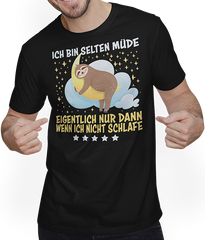 Produktbild von T-Shirt mit Mann Selten Müde Schlafen Lustige Faultier Sprüche Sarkastisches