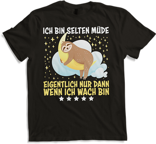 Produktbild von T-Shirt Selten Müde Schlafen Lustige Faultier Sprüche Sarkastisches