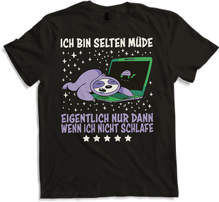 Produktbild von T-Shirt Selten Müde Schlafen Lustige Faultier Sprüche Sarkastisches
