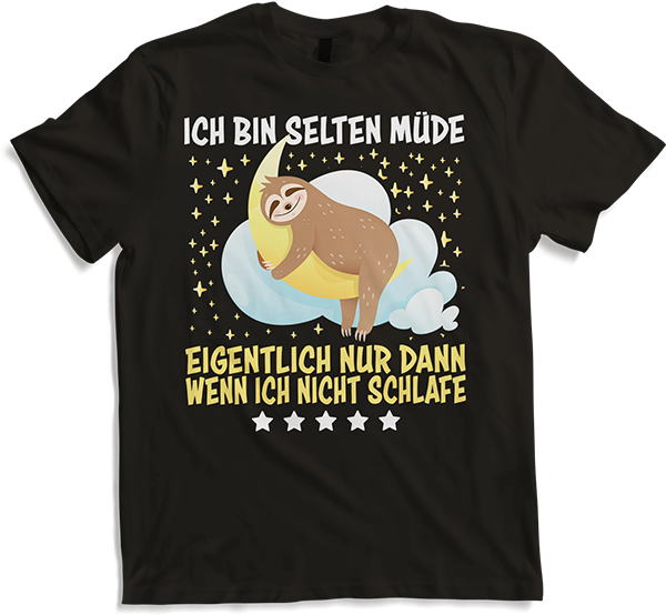 Produktbild von T-Shirt Selten Müde Schlafen Lustige Faultier Sprüche Sarkastisches