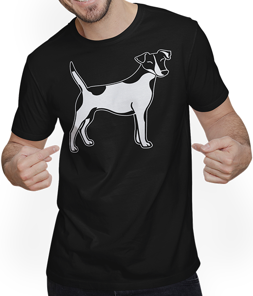 Produktbild von T-Shirt mit Mann Smooth Hair Fox Terrier Rasse Silhouette Fox Terrier