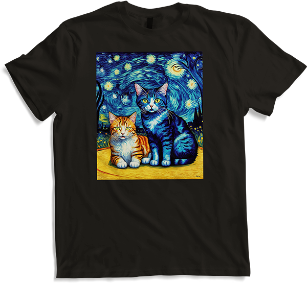 Produktbild von T-Shirt Surreal Impressionistische Katze Impressionismus Katzen Kunst