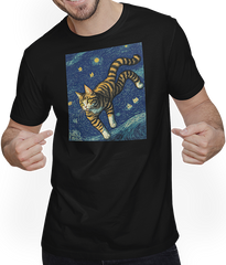 Produktbild von T-Shirt mit Mann Surreal Impressionistische Katze Impressionismus Katzen Malerei Katze