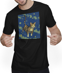 Produktbild von T-Shirt mit Mann Surreal Impressionistische Katze Impressionismus Katzen Malerei Katze