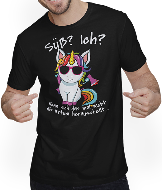 Produktbild von T-Shirt mit Mann Süß? Ich? Irrtum Einhorn Freche Sarkastische Mädchen Sprüche