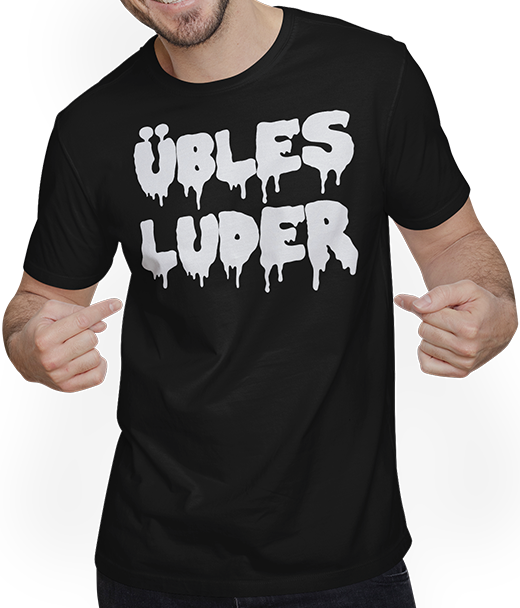 Produktbild von T-Shirt mit Mann Übles Luder Gothic Dark Wave Batcave Spruch Goth Mädchen