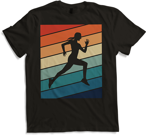 Produktbild von T-Shirt Vintage Läuferin | Retro Streifen Shirt | Für Sportler