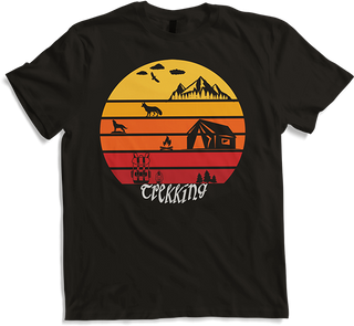Produktbild von T-Shirt Wandern & Trekking | Vintage Sonne | Mit Zelt und Lagerfeuer