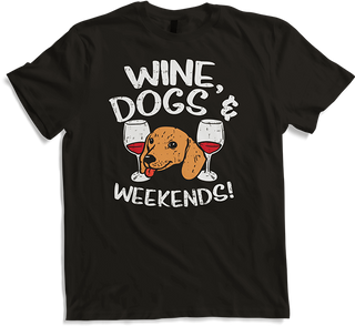Produktbild von T-Shirt Wein Hunde Wochenende Geschenk für Weintrinker Hundebesitzer