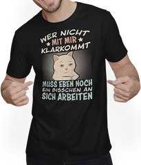 Produktbild von T-Shirt mit Mann Wer nicht mit mir klarkommt Mädchen Freche Katzen Sprüche