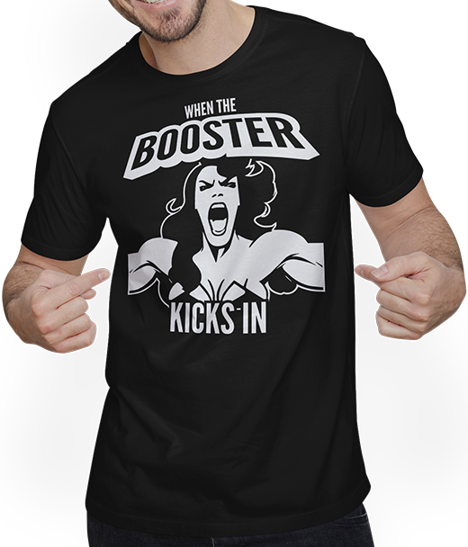 Produktbild von T-Shirt mit Mann When the Booster Kicks In Muscle Funny Bodybuilding Spruch