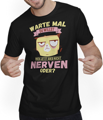 Produktbild von T-Shirt mit Mann Willst Du nerven? Freche Katzen Sprüche Morgenmuffel Spruch