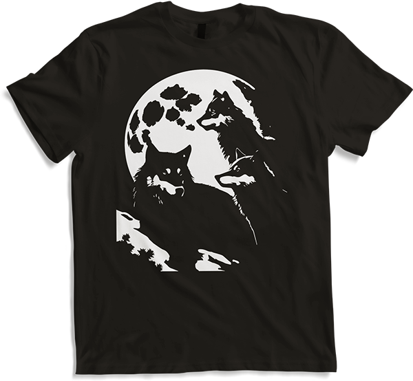 Produktbild von T-Shirt Wolf und Mond Silhouette Wölfe Spruch