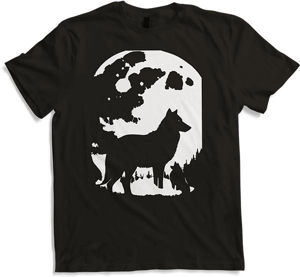Produktbild von T-Shirt Wolf und Mond Silhouette Wölfe Spruch