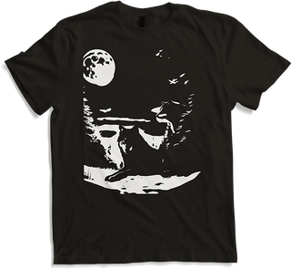 Produktbild von T-Shirt Wolf und Mond Silhouette Wölfe Spruch