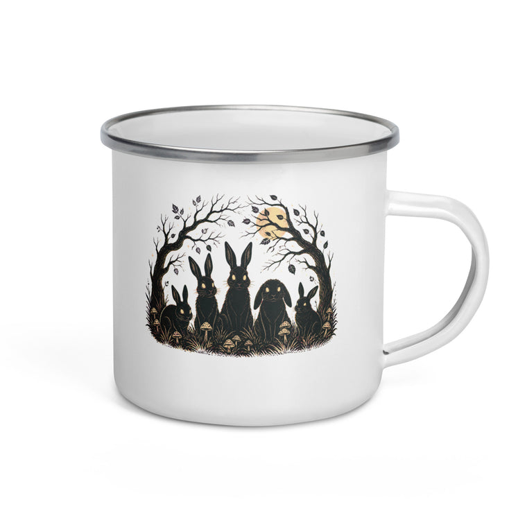 Nächtliche Hasenrunde Emaille Tasse Handle Right Produktbild 1