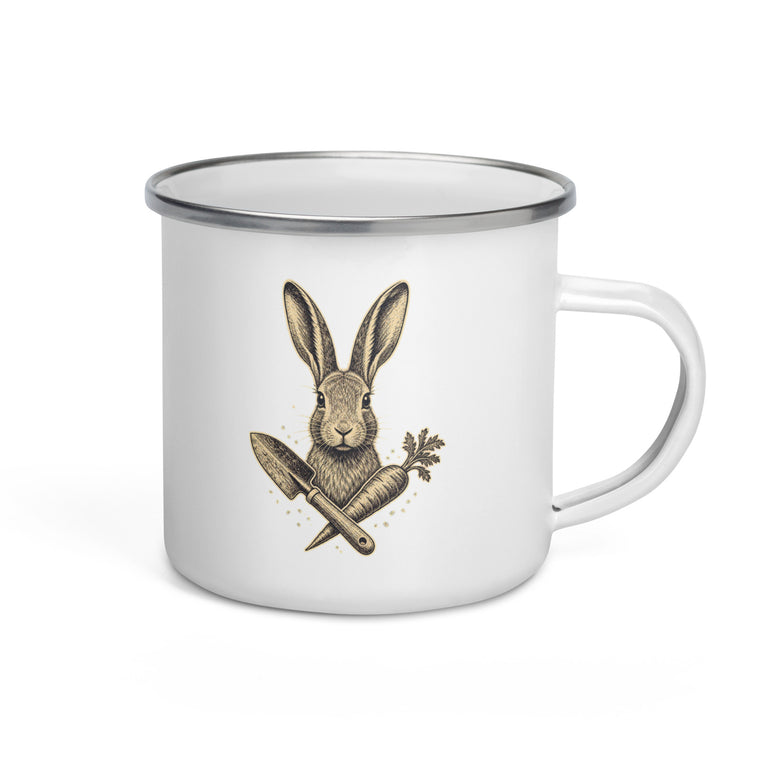 Feldhase mit Karotte und Kelle Emaille Tasse Handle Right Produktbild 1