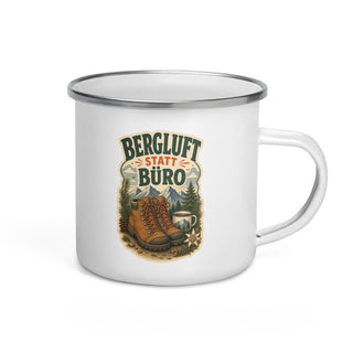 Bergluft Statt Büro Wandern Emaille Tasse Handle Right Produktbild 1