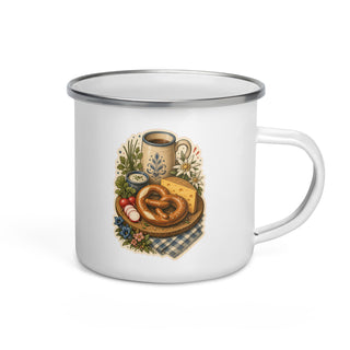 Brotzeit Brezel Käse Emaille Tasse Handle Right Produktbild 1