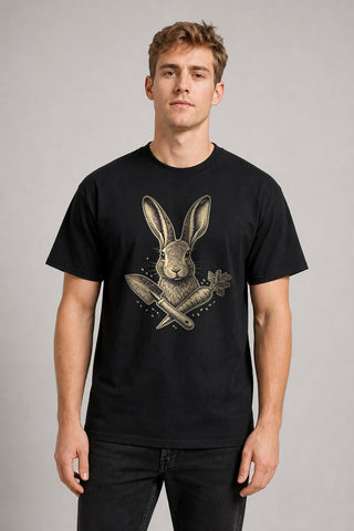 AI Model ai_male Feldhase mit Karotte und Kelle T-Shirt