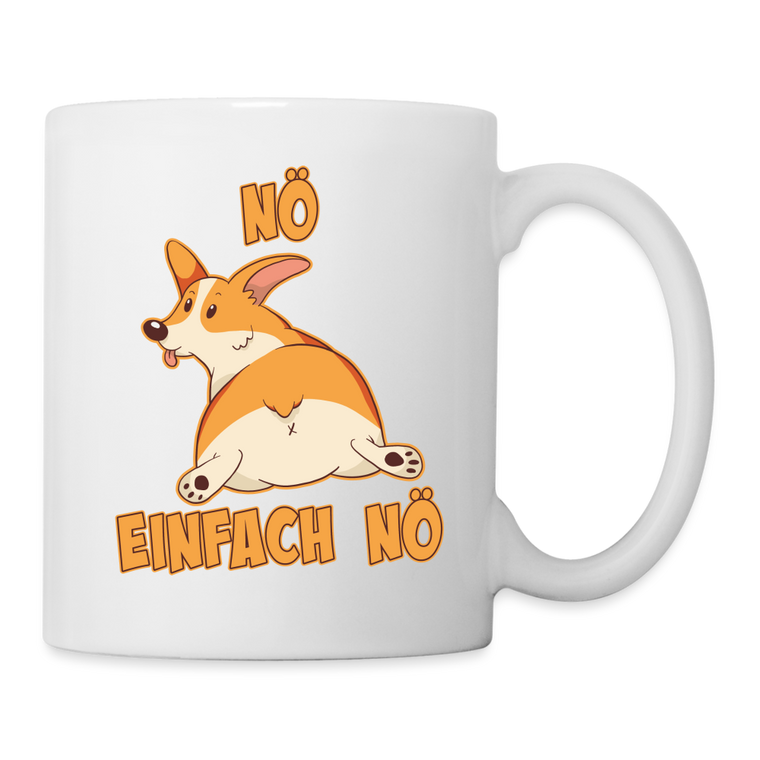 NÖ einfach Nö Corgi Tasse Geschenk für Corgihalter Hundeliebhaber Corgis Geschenke Kaffeetasse Frecher Spruch Mädchen Neinsager Welsh Corgi - weiß