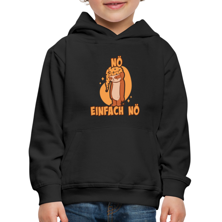 Faultier Schlafmütze Nö Einfach Nö Kinder Premium Hoodie - Schwarz