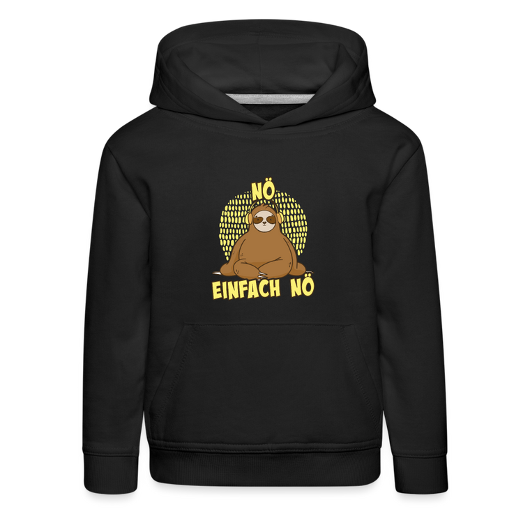 Faultier Kopfhörer Nö Einfach Nö Kinder Premium Hoodie - Schwarz
