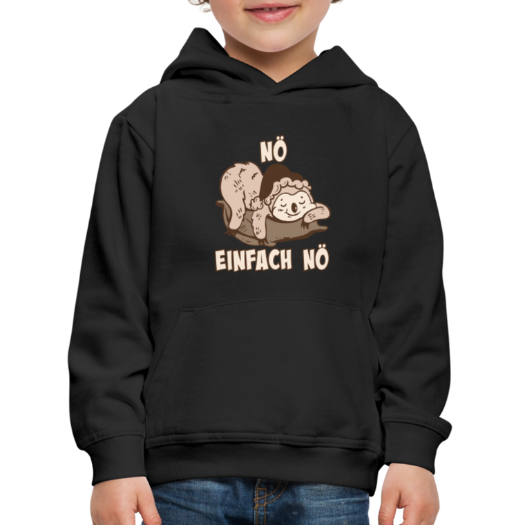 Faultier Schlafmütze Nö Einfach Nö Kinder Premium Hoodie - Schwarz