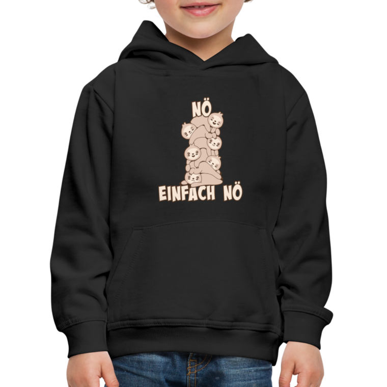 Faultier Faultierstapel Nö Einfach Nö Kinder Premium Hoodie - Schwarz