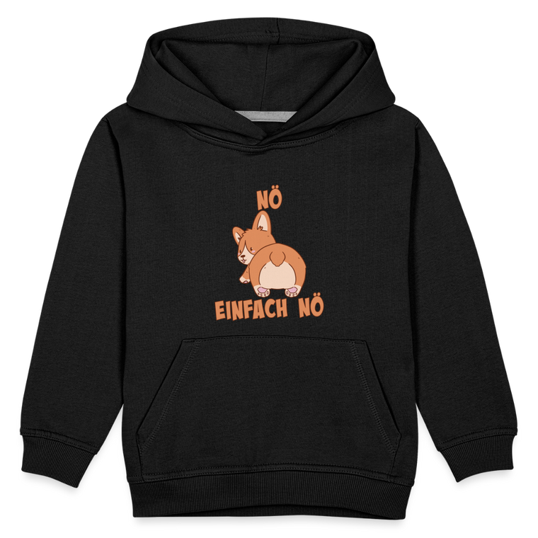Corgi Popo: Nö Einfach Nö Kinder Premium Hoodie - Schwarz