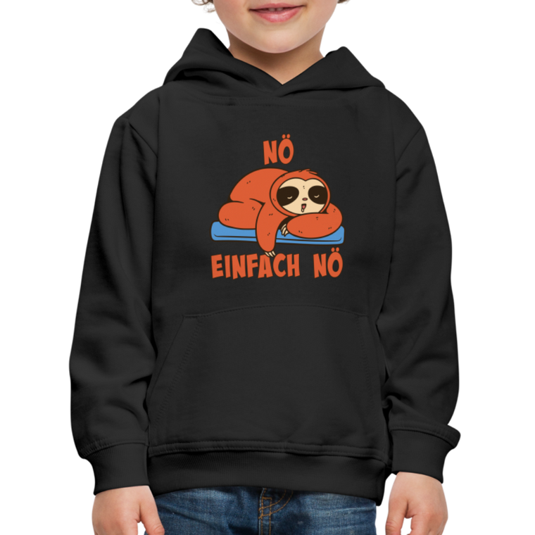 Faultier Nö Einfach Nö Kinder Premium Hoodie - Schwarz