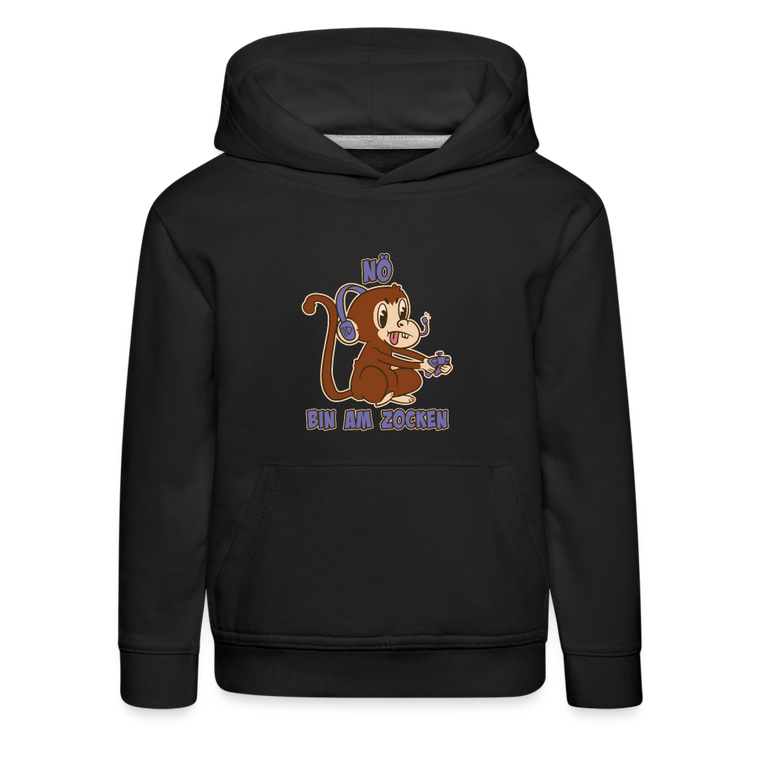 Affe Zocker Nö Einfach Nö Kinder Premium Hoodie - Schwarz