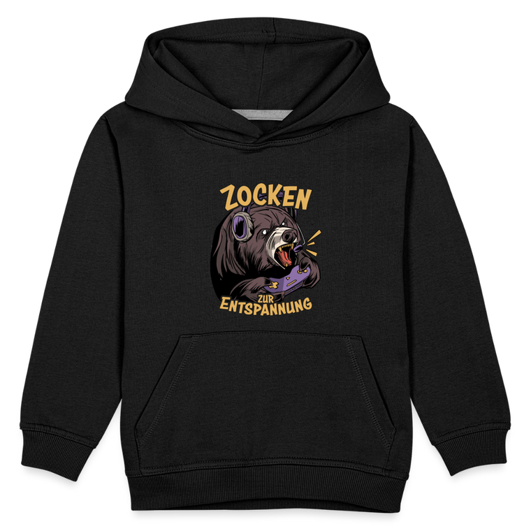 Braunbär Zocken zur Entspannung Kinder Premium Hoodie - Schwarz
