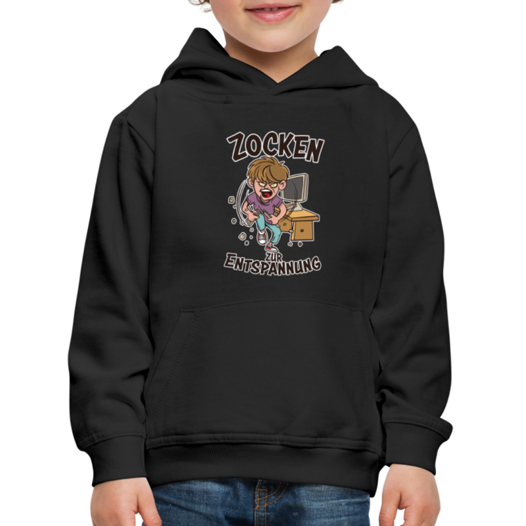 Junge Zocken zur Entspannung Kinder Premium Hoodie - Schwarz