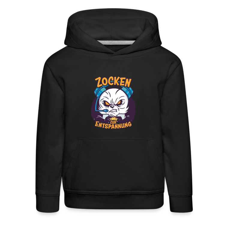 Panda Zocken zur Entspannung Kinder Premium Hoodie - Schwarz