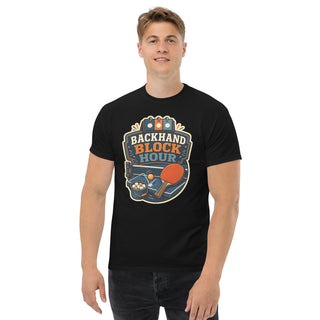 Gildan5000 Backhand Block Hour Tischtennis T-Shirt Schwarz Men's 2 Front